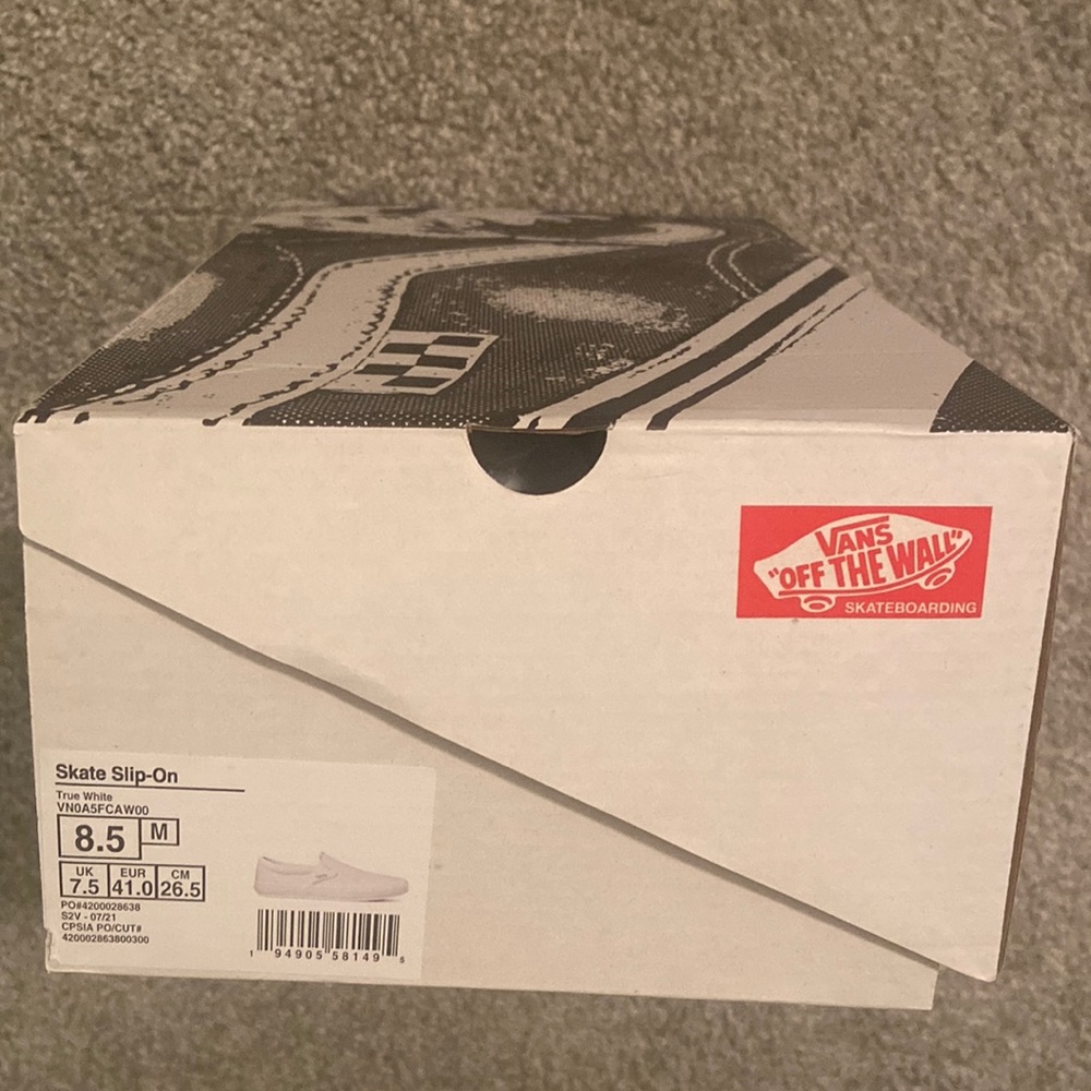 Vans Skate Slip-On Size 8.5 True White Brand New
